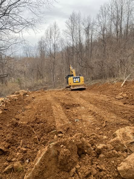 After: graded access road through cleared land