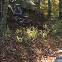 Before: wooded lot cleared for driveway